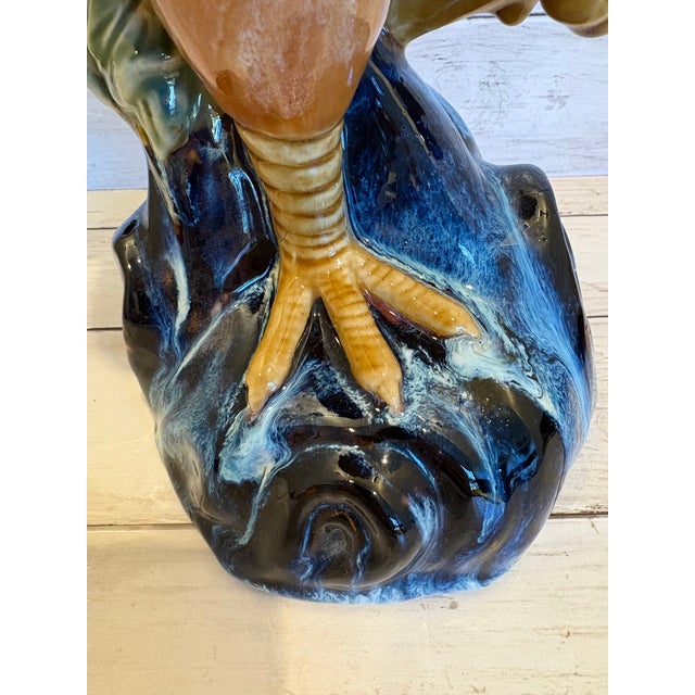 Mid 20th Century Large Vintage Ceramic Rooster Figurine in the Style of Italian Majolica For Sale - Image 5 of 12