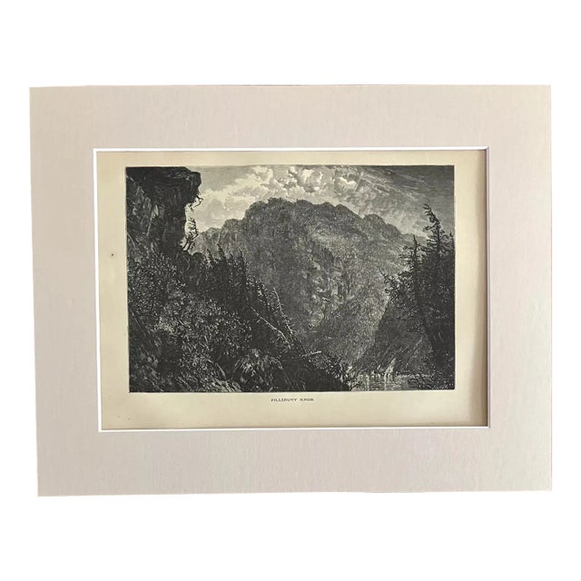 Antique 1874 Wood Engraving "Pillsbury Knob" PA in Frame-Ready 11x14 Mat For Sale