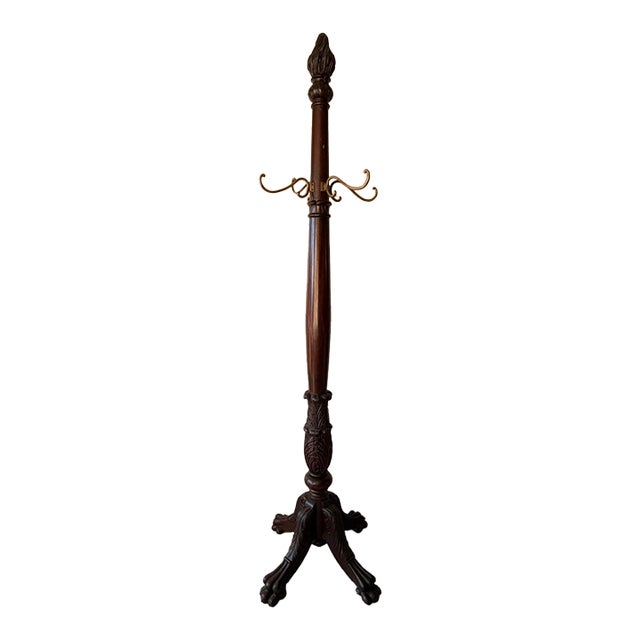 Mahogany Wood Antique Coat Rack | Chairish