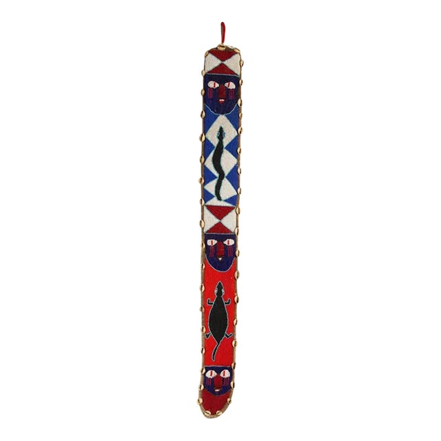 Mid 20th Century African Beaded Sash or Wall Hanging With Snake and Lizard Motifs For Sale
