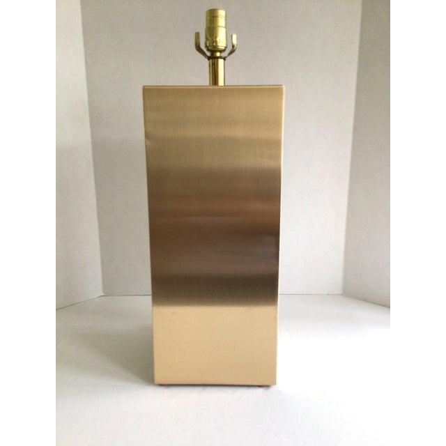 1970s Travertine Marble and Brass Column Table Lamp For Sale In New York - Image 6 of 12