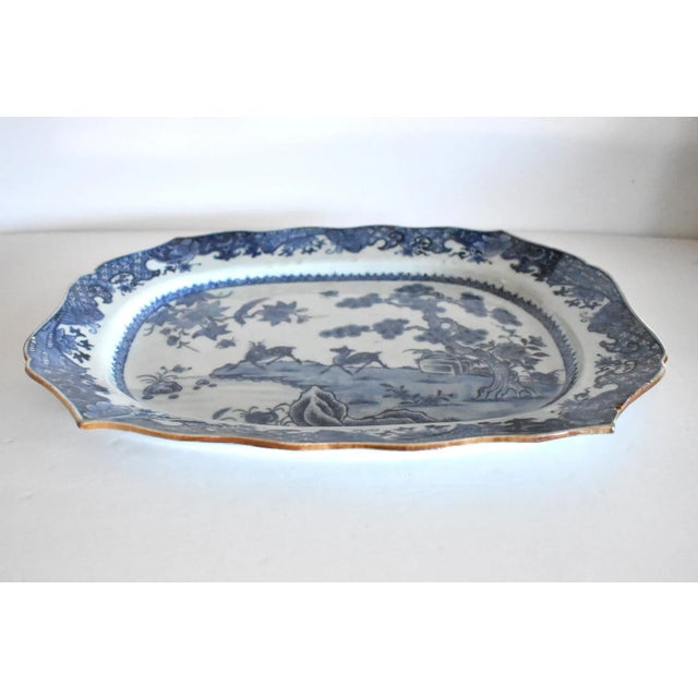 18th Century Pair of Qianlong Blue Underglaze Chinese Export Porcelain Deer Platters For Sale - Image 5 of 13