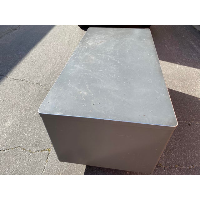 Metal Vintage Mid Century Modern Metal Tanker Desk For Sale - Image 7 of 10