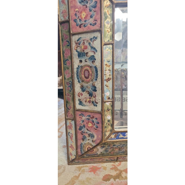 Beautiful Diminutive Reverse Painted Vintage Mirror For Sale - Image 4 of 10