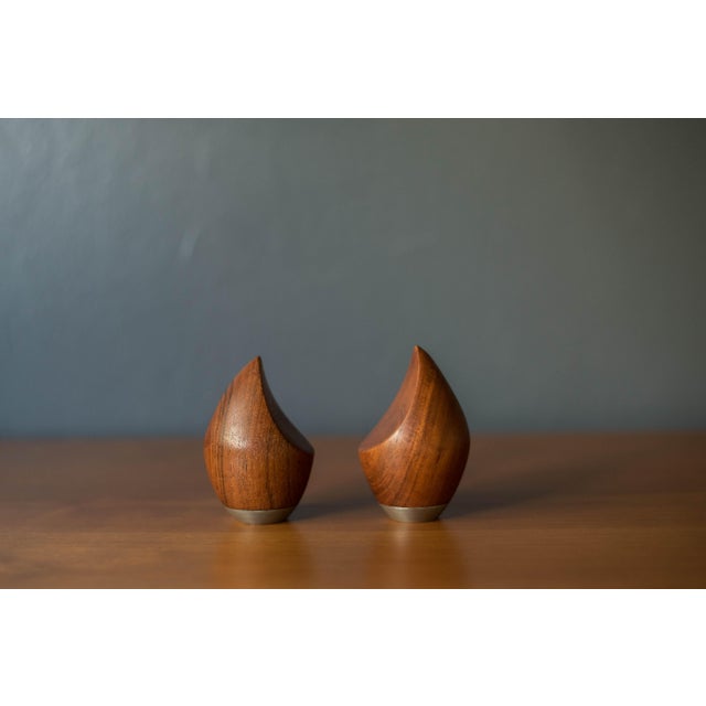 1960s Vintage Sculptural Solid Teak Salt and Pepper Shaker Set by p.j. Østergaard For Sale - Image 5 of 9