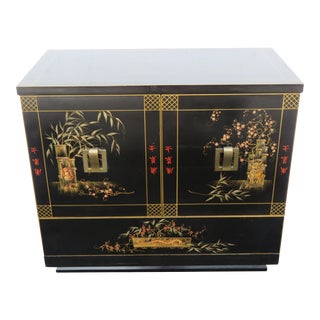 Chinoiserie Hollywood Regency Sideboard Server Bar Liquor Cabinet For Sale