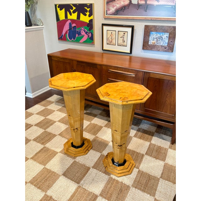 Wood A Set of Art Deco Style Pedestals. The Top Is in the Shape of an Octagon. For Sale - Image 7 of 11