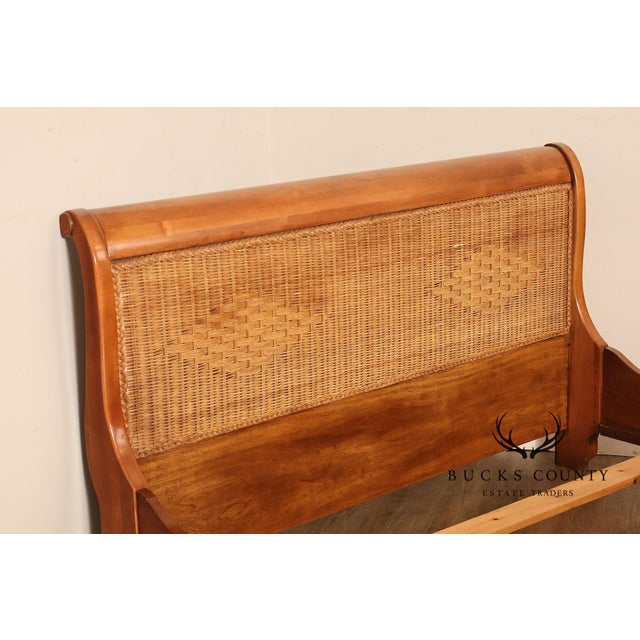 Lexington Cherry And Wicker Queen Sleigh Bed For Sale - Image 14 of 18