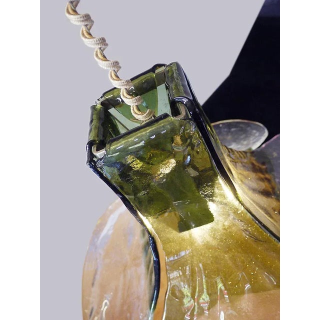 AVMazzega Tulip Pendant Lamp in Green and Clear Murano Glass by Carlo Nason for Mazzega, Italy, 1960s For Sale - Image 4 of 9