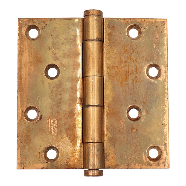 Vintage 4.5 X 4.5 In. Solid Brass Butt Door Hinge For Sale