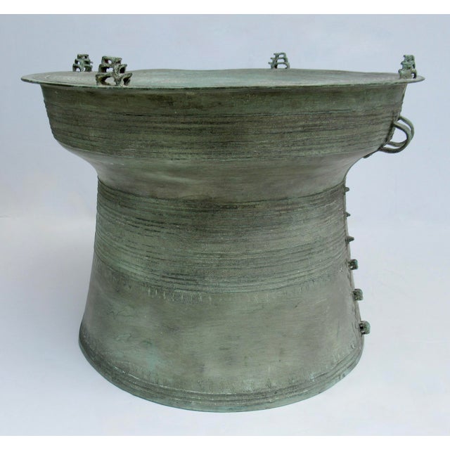 Monumental: A solid and heavy, a Weathered, Verdigris Green Patina, is this vintage; of Southeastern Asian Provenance,...