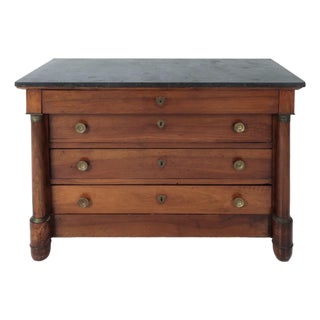 19th Century French Empire Mahogany Commode With Black Marble Top | Ca. 1820 For Sale