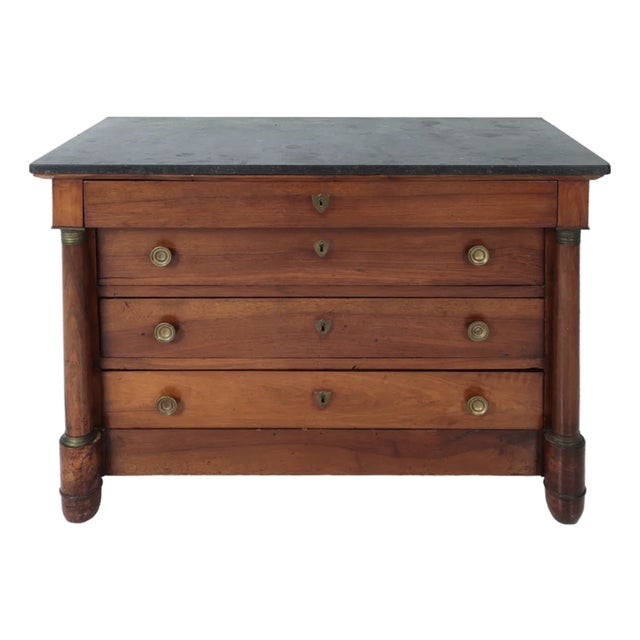 19th Century French Empire Mahogany Commode With Black Marble Top | Ca. 1820 For Sale