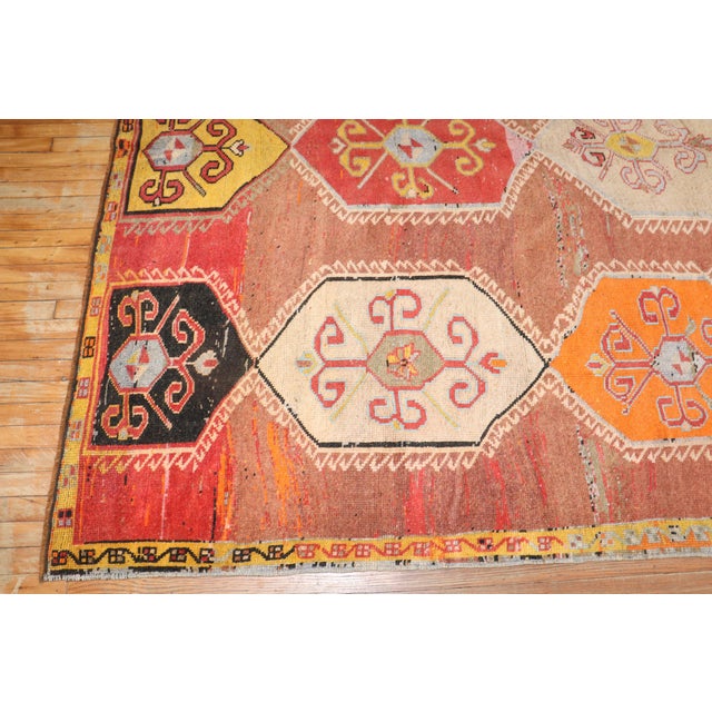 Terra Cotta Vintage Zabihi Collection Geometric Odd Size Turkish Rug - 8' x 13'8" For Sale - Image 8 of 12