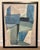 Abstract Mod-Century Modern Abstract Blue and Cream Painting For Sale - Image 3 of 6