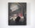 This oil on panel artwork depicts a reflective scene, where a large mirror captures the interplay of light and shadow...