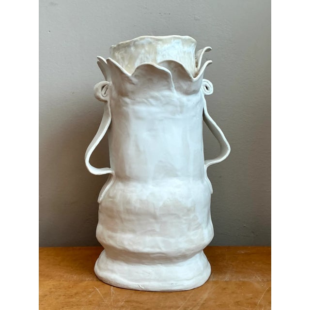 Early 21st Century Vintage Biomorphic Sculptural Ceramic Vase With Handles For Sale - Image 5 of 12