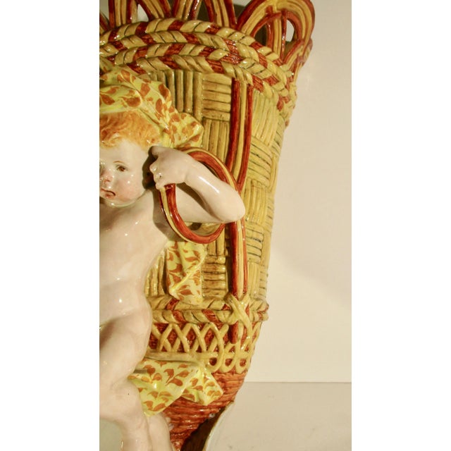 Late 19th Century 19th Century Ginori Majolica Wall Pocket For Sale - Image 5 of 10