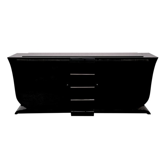 Black Art Deco Sideboard in Black High-Gloss Lacquer, 1930s For Sale - Image 8 of 8