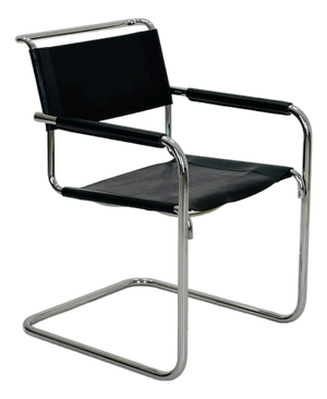 Vintage S34 Cantilever Chair in Black Leather by Mart Stam for Thonet, 1980s
