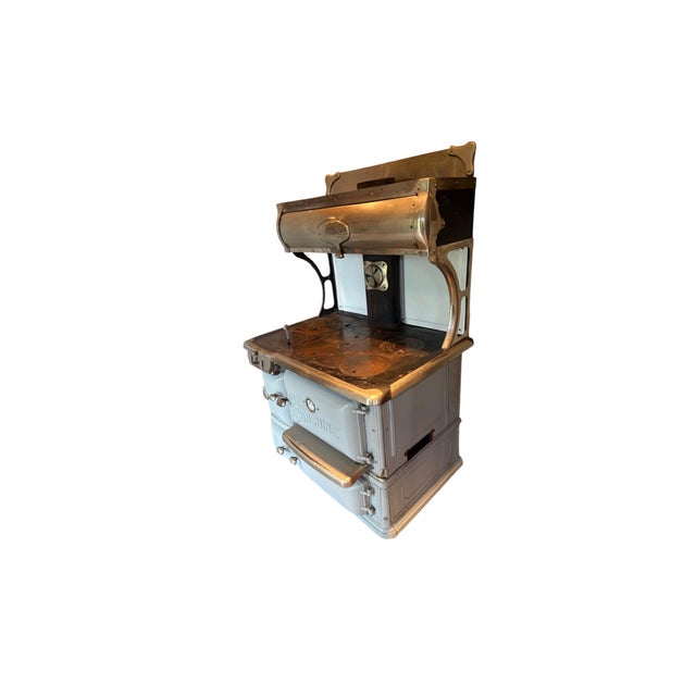 American 1923 Reading Stove Works Sunshine Cabinet No. 83-20 Blue-Gray Enamel Antique Range For Sale - Image 3 of 10
