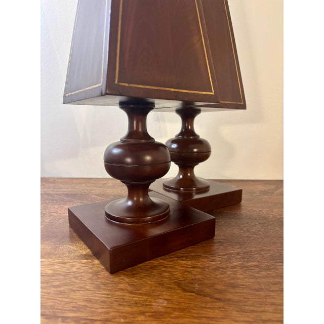 Vintage Pair of Wooden Obelisks With Gilt Inlay - Architectural Decor For Sale - Image 4 of 8