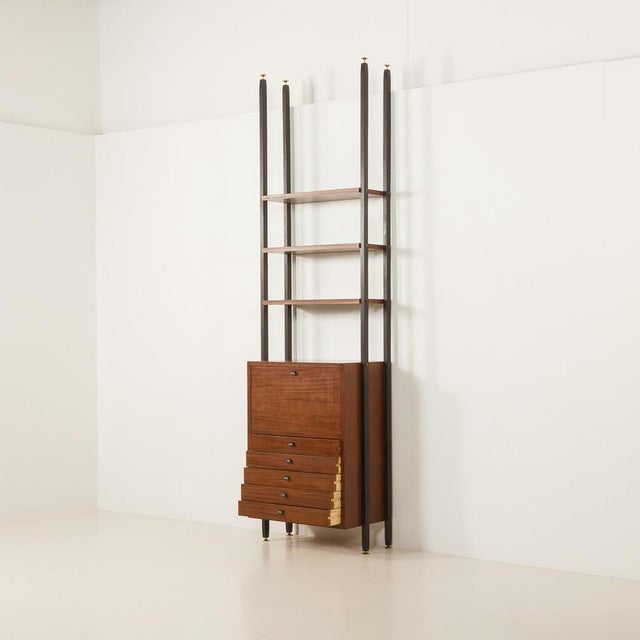 Vintage Italian Floor to Ceiling Wall Unit with a Bureau or a Bar Cabinet, 1960s For Sale - Image 4 of 18