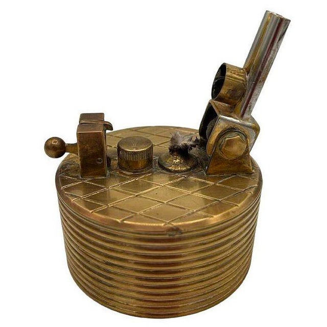 Mid-Century "Brilux" for Dunhill Brass Lift-Arm Table Lighter, Switzerland For Sale - Image 9 of 11