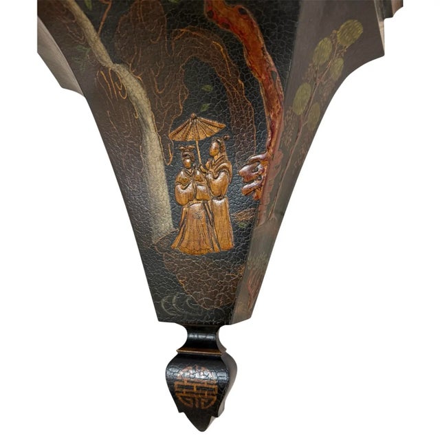 Pr Chinoiserie Greek Key Large Black Wall Brackets For Sale - Image 10 of 12