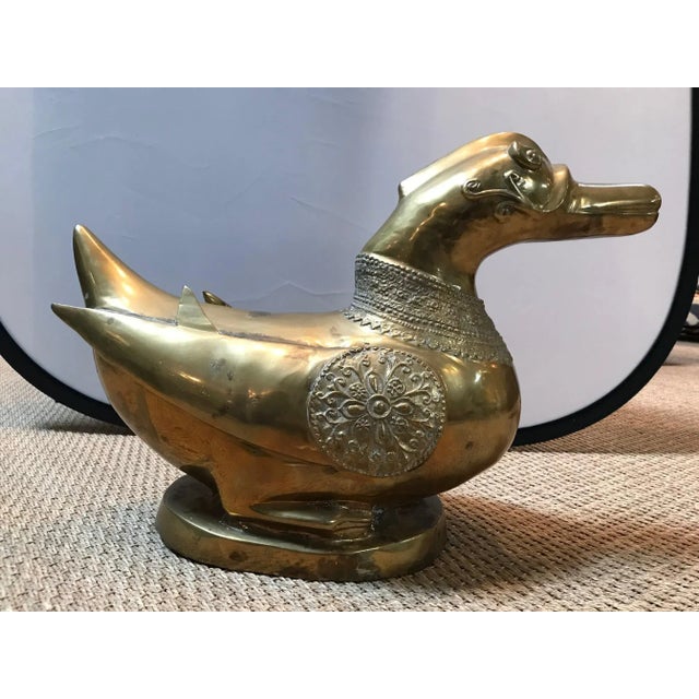 Boho Chic Indian Brass Duck, Circa 1960's For Sale - Image 3 of 8