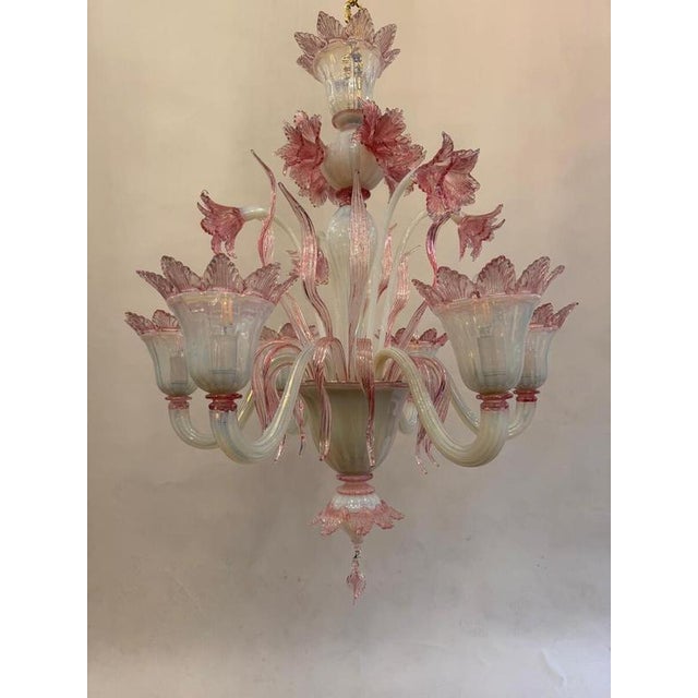 Six-Light Chandelier in Pink Murano, 1950s For Sale - Image 3 of 10