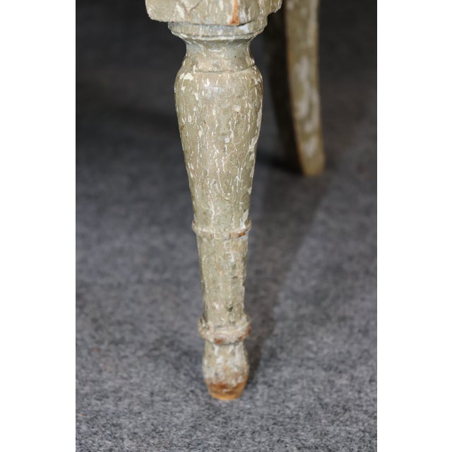 Pair 18th Century French Louis XVI Distressed Painted Bergères For Sale In Philadelphia - Image 6 of 17