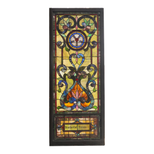1900s Rectangular Leaded Stained Glass Church Window