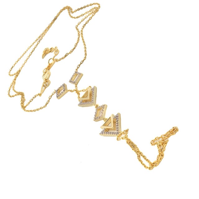 Early 21st Century Diamond Triangle Gold Vermeil Fashion Hand Bracelet For Sale - Image 5 of 7