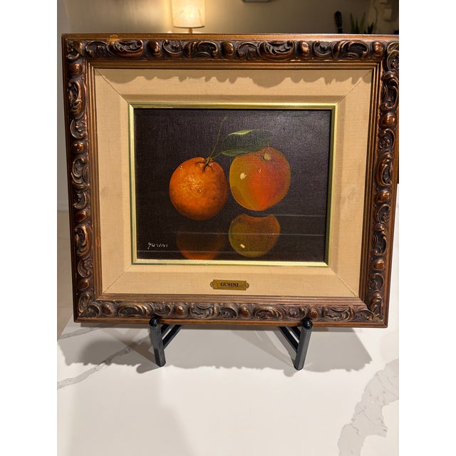 1960s 1960s Antonio Gusini Signed Mid-Century Realism Italian Citrus Oil Painting For Sale - Image 5 of 9