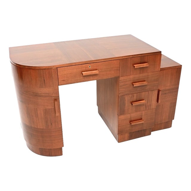 Art Deco Figured Walnut Desk, 1930 For Sale