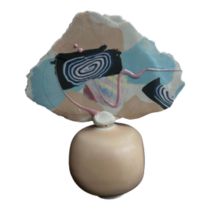 Vintage Late 1980's Julie Thompson Post Modern Handmade Pottery Perfume Bottle