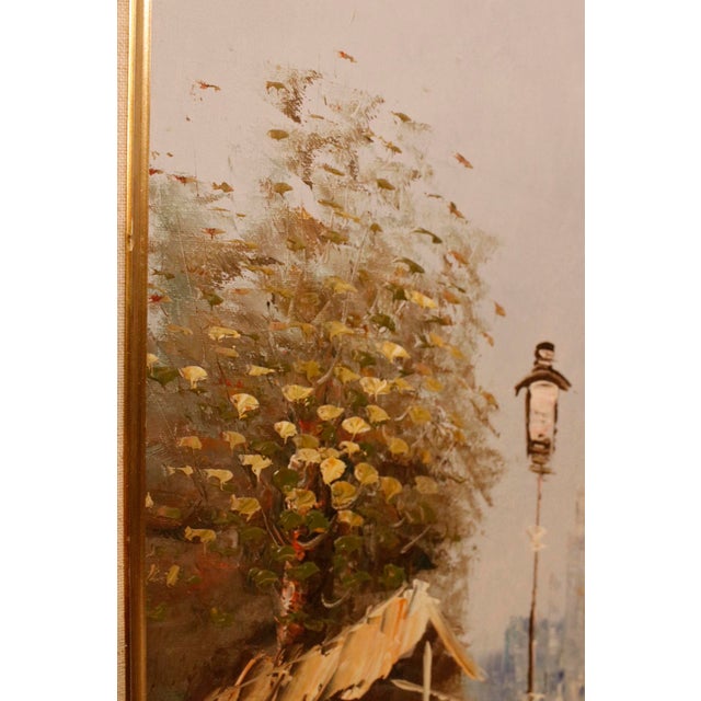 Authentic 1950s Caroline Burnett Framed Oil on Canvas Impressionistic Painting of Parisian Street and Moulin Rouge For Sale - Image 13 of 15