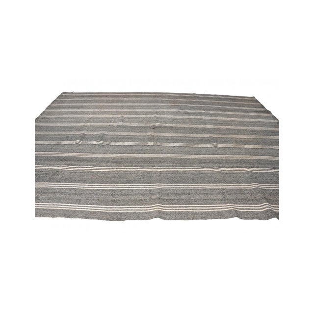 Large Vintage Gray Kilim Rug - 9`5″ X 12`2″ For Sale - Image 4 of 6