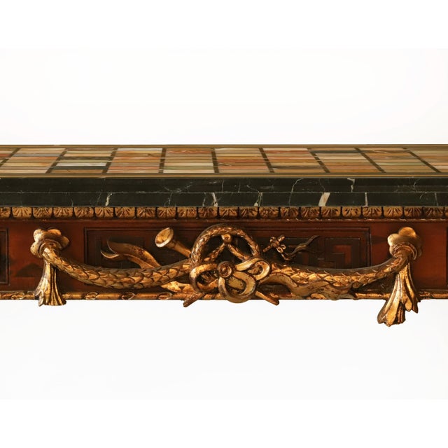 20th Century George III Style Side Table/Desk With Italian Marble/Semi-Precious Stone Specimen Chess Board Table Top For Sale - Image 10 of 13