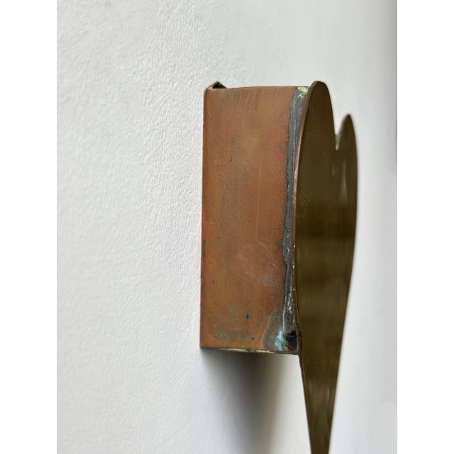 Vintage Brass + Copper Heart Wall Pocket, Circa Mid-20th Century For Sale - Image 11 of 13