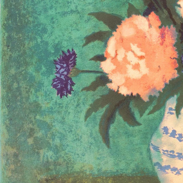 Teal 'Dog Roses and Carnations' by Angelina Lavernia, Post-Impressionist Woman Artist, Barcelona, Spain For Sale - Image 8 of 10