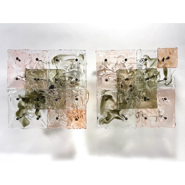 Mid-Century Modern Mid-Century Venini Murano Patchwork Wall Lights 'Cheerio' - a Pair For Sale - Image 3 of 11