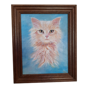 Judgy Kitty Cat Portrait Painting Signed