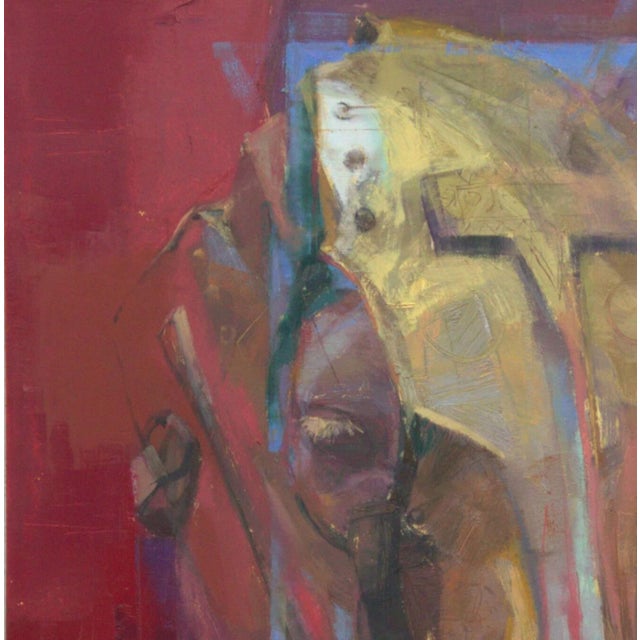 Phantom by Elena Burykina | Oil on panel Portrait of a figure wearing a golden helmet. For Sale - Image 4 of 5