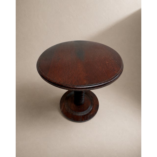 Antique French Industrial Oak Wine Press Screw Pedestal Side Table attributed to Charles Dudouyt, 1940 For Sale - Image 4 of 9