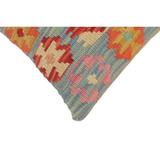 2000 - 2009 Shabby Chic Turkish Hammond Hand Woven Kilim Pillow For Sale - Image 5 of 8