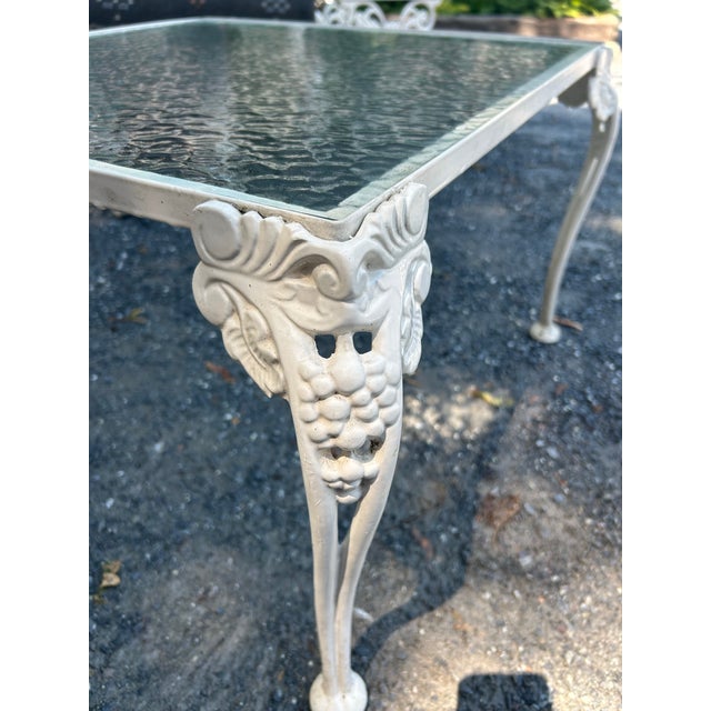 Vintage Woodard Style (Attributed To) Wrought Iron Grapevine Glass Coffee Table For Sale - Image 6 of 7