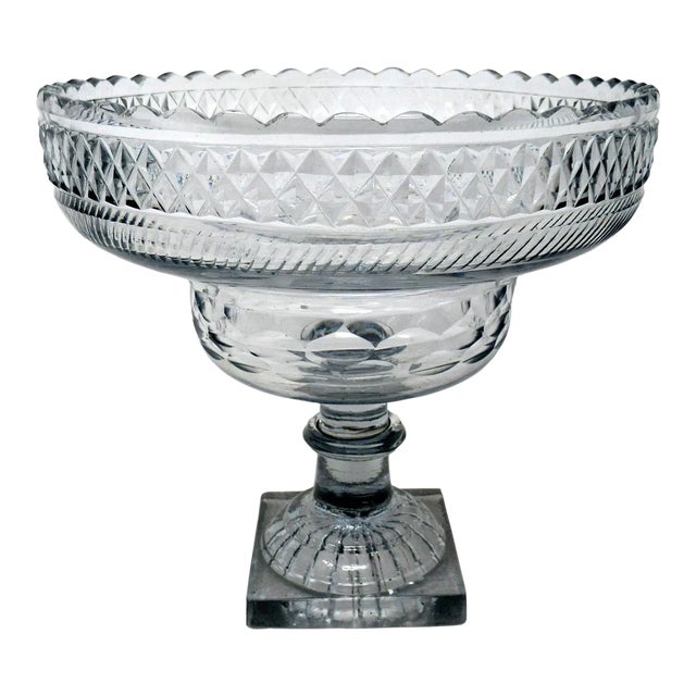 Antique Irish Tipperary Waterford Glass Cut Crystal Georgian Centerpiece Bowl For Sale