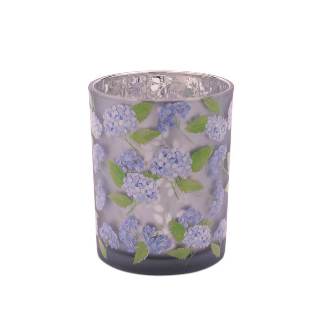 2020s Frosted Hydrangea Print Candle Holder (Set of 2) For Sale - Image 5 of 5